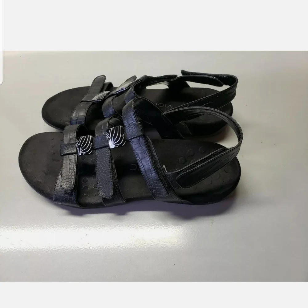 Vionic Sandals Size 10 Women's Amber Adjustable Orthaheel Black Comfort Shoes - Picture 6 of 9